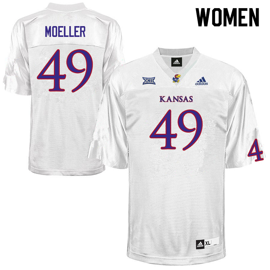 Women #49 Mack Moeller Kansas Jayhawks College Football Jerseys Sale-White